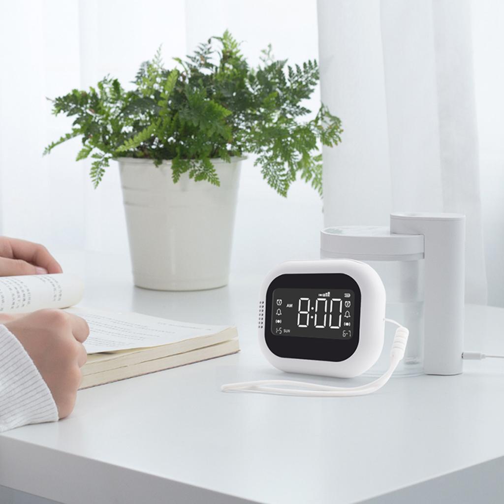 Portable Vibrating Alarm Clock with 1800mAh Battery, Dual Alarm, 3 Level Vibration, Child Lock, DST, for Heavy