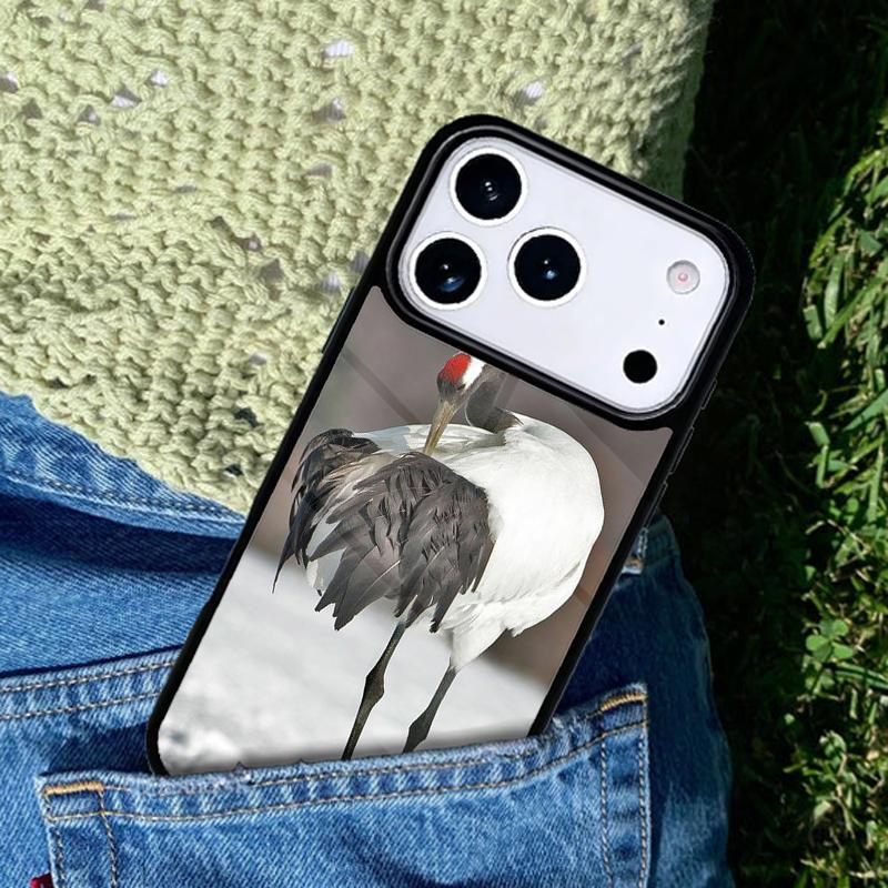 Red-crowned Crane Bird Phone Case For iPhone 17 AIR 16 Pro Max 15 14 Pro 11 12 13 Shockproof Silicone Cover