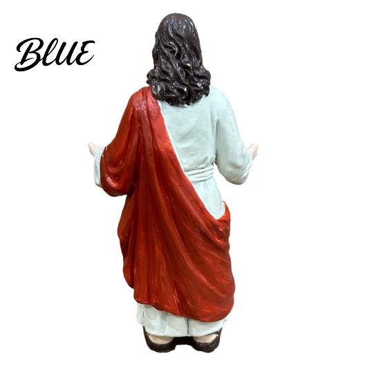 Jesus Figurine 5 Inch with Open Arm Hand Painted Religious Statue Resin Christian Sculpture for Spiritual Collection Home Decor Fabric Robe Figure