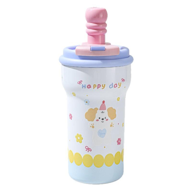 Large-capacity office desktop thermal mug, women's straw cup, cold-retaining, high-value coffee cup  600ml