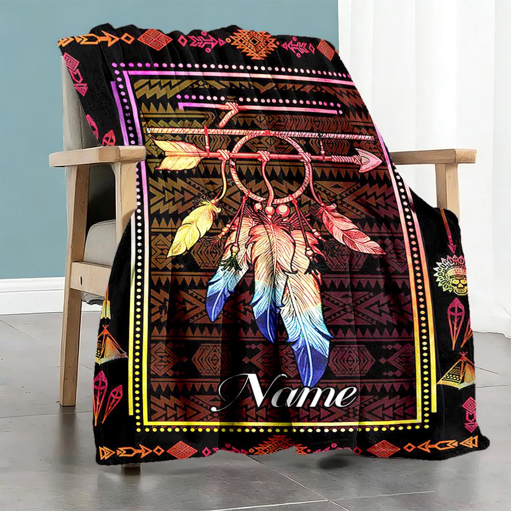Dream Catcher Customize Text Blanket Throw Personalized Blanket Soft Warm Cozy Throw For Sofa Chair Bed Home Decor for All Occasions