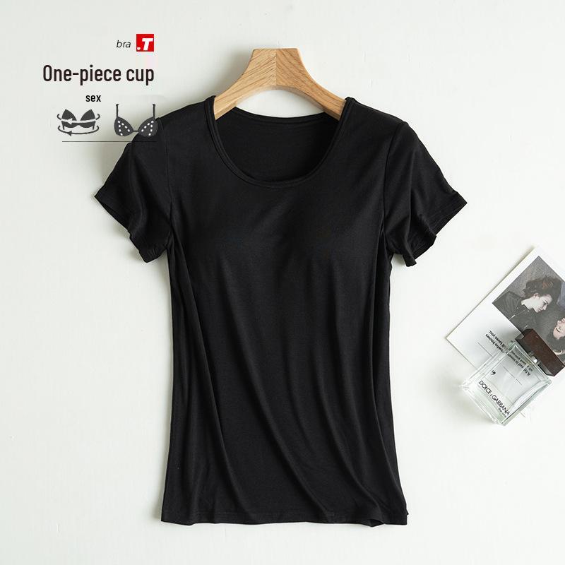 

Модальный топ без рукавов с пятью пальцами, со встроенным бюстгальтером и нагрудными вкладышами M чёрный