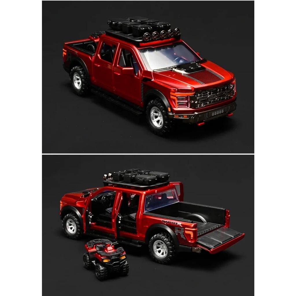 1/24 Ford Raptor F150 Alloy Pickup Car Model Diecasts Metal Off-road Vehicles Car Model Sound and Light Simulation Kids Toy Gift
