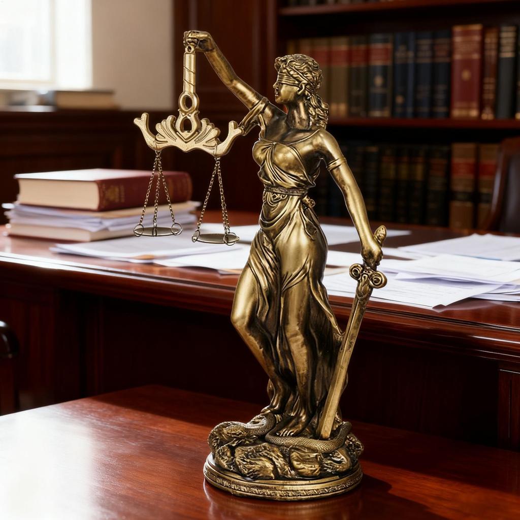 Lady Justice Statue Figurine Scale of Justice Sculpture Resin Lawyer Office Decor Bookshelf Display Gift for Attorney Graduation