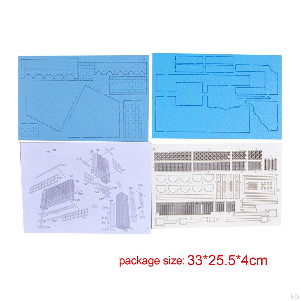 1/35 DIY Assembly Building Model Kits Wooden Puzzle Architecture Scene Collection for Accessory