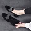 Single Shoes Women's 2025 Spring New Black Sheepskin Low Heel Bow Korean Version Women's Shoes Low Top One Pedal Loafers