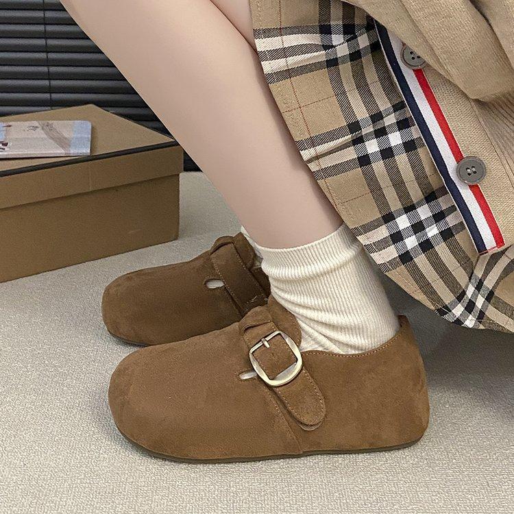 

Ретро кожаные туфли Boken с внутренней высотой, женские 2025 осень, новые, с ремешком и круглой головой, уродливо-милые, в стиле Мори, однопедальные туфли 40 верблюд