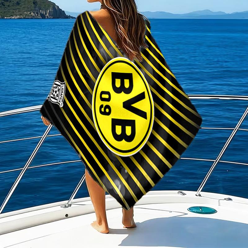 1pc B-BVB Beach Towel, Beach and Seaside Swimming Pool Equipment, Fashion Pattern, Rectangular, Travel Essentials