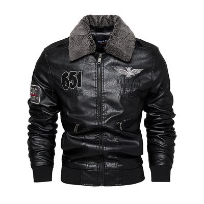 Winter Samt Revers PU Lederjacke Herren Europäische und Amerikanische Mode Übergröße Herren Lederjacke Jacke