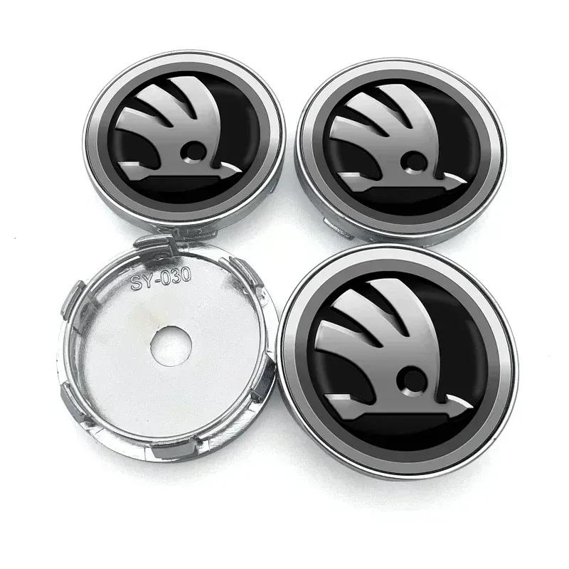 4pcs 56mm+60mm Car Wheel Center Hub Cap Rim Cover Emblem Stickers For Skoda Octavia Fabia Kamiq Kapoq Kodiaq Rapid SCALA Superb