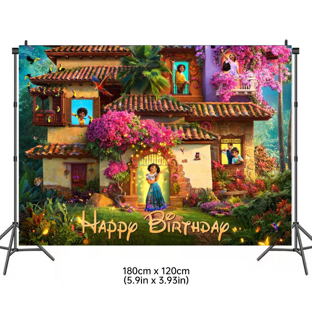 Charming Encanto Photo Backdrop Girls Birthday Photography Backdrop Magic Whole House Custom Banner Decoration Photo Prop