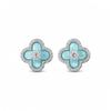 Blue Clover Flower Necklace Set With Zircon Accents Minimalist Womens Daily Wear