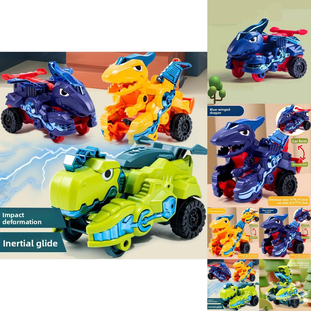 Dinosaur Toy Car With Inertia Collision Transforming For Kids Playroom