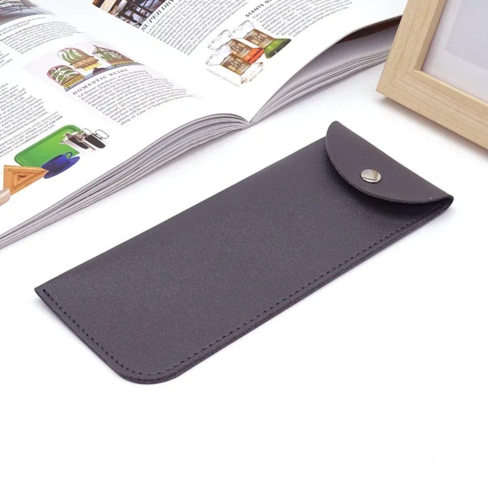 Solid Color PU Leather Glasses Bag With Metal Buckle Mini Cosmetic Bag Lipstick Storage Bag  Ladies