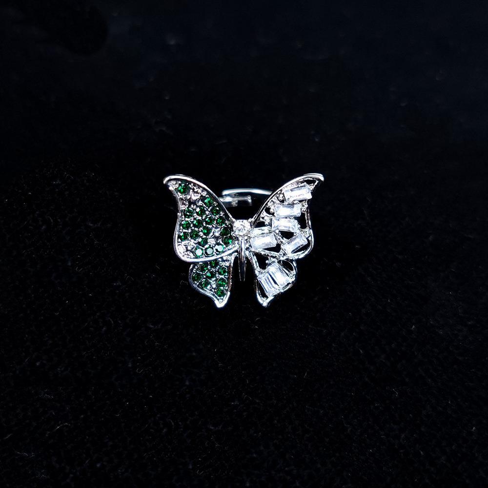 Sparkling Diamond Open Butterfly Ring - Elegant Women's Jewelry