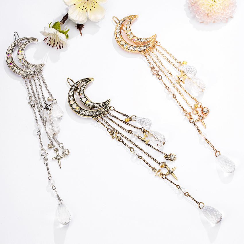 Księżycowy Chwost i Kryształowa Ozdoba do Włosów z Gwiazdą: Europejski i Amerykański Klips do Włosów