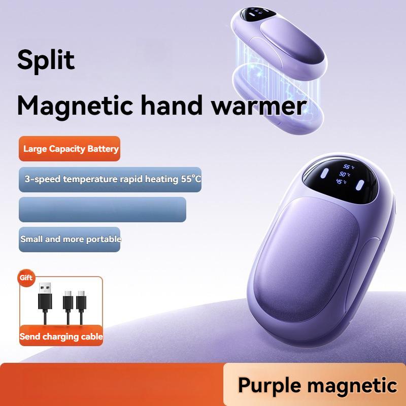 

2 In 1 Magnetic Rechargeable Hand Warmers Mini Electric Handwarmers Reusable Portable Pocket Heater Tech Gifts for Christmas фиолетовый