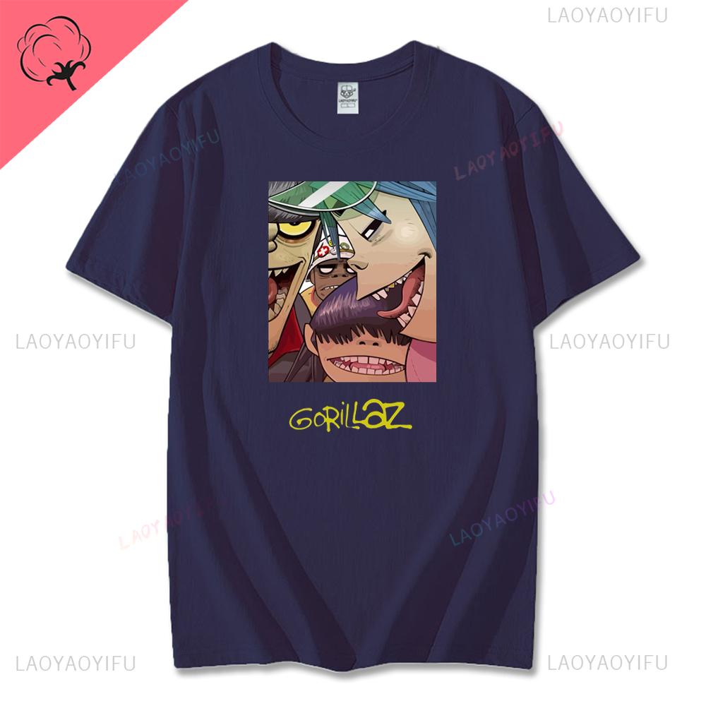 Vintage Music Band Gorillaz PUNK ROCK Printed T Shirt Men Women Summer 90s Oneck Cotton Short Sleeve Tshirts Y2K Clothing Tee