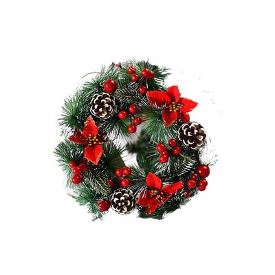 Ziemassvētku vainagu durvis āra piekarināmo vītņu festivāla dekors Lauku stila mākslīgie priežu čiekuru vainagi piekariņi mājas koka rotājumi