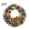 Handmade Christmas Decoration DIY Acrylic Faux Pearl Art Hanging Kit, Lighted Wreath 3D Beaded Craft Festive Mantelpiece Ornament Kit with LED String