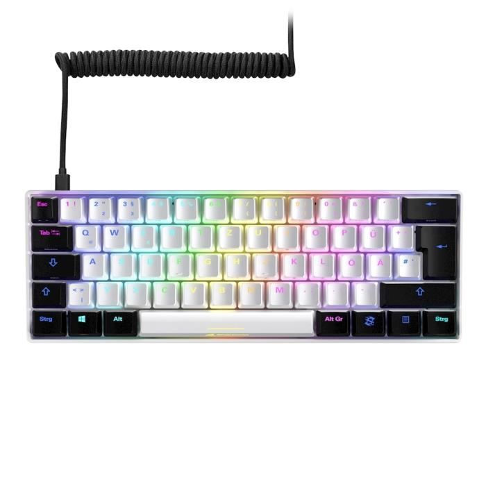 Clavier - SHARKOON - SGK50 S4 - USB - QWERTZ - Rétroéclairé RGB - 60% Compact