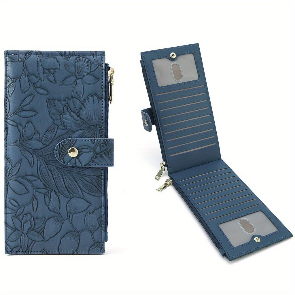 Women's Ultra-thin Wallet with RFID Shielding Card Bag, Double Zipper Pocket, Slim Women's Handbag