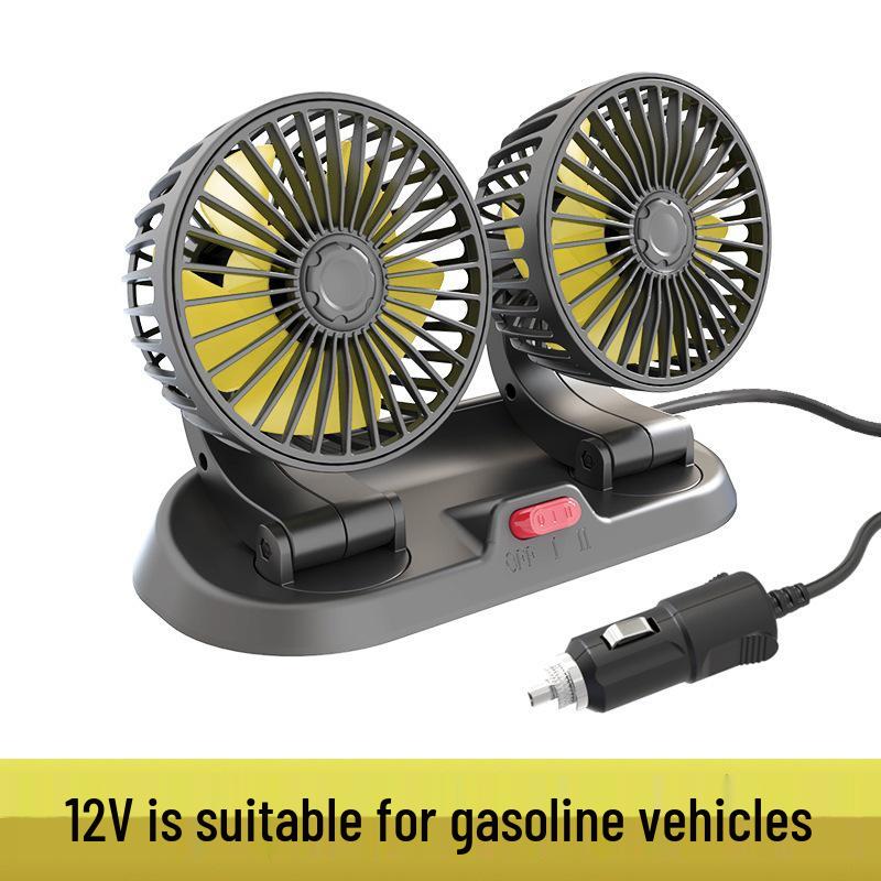 USB Double Head Car Fan - Instant Cooling for Various Vehicles - 12V/24V