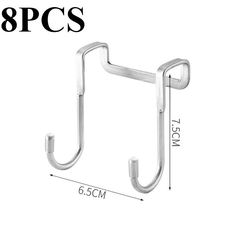 304 Stainless Steel Hook Free Punching Double S-Shape Hook Kitchen Bathroom Cabinet Door Silvery Type Coat Towel Storage Hanger