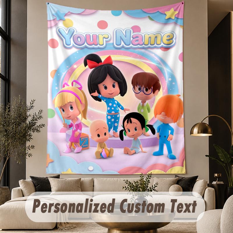 Custom Text Printed Tapestry Cleo & Cuquín Pattern Large Wall Hanging Indoor Room Decor