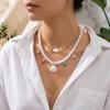 Bohemian Beach Shell Conch Beaded Necklace for Women Ocean Style Seashell Starfish Sun Pendant Choker Vacation Party Jewelry