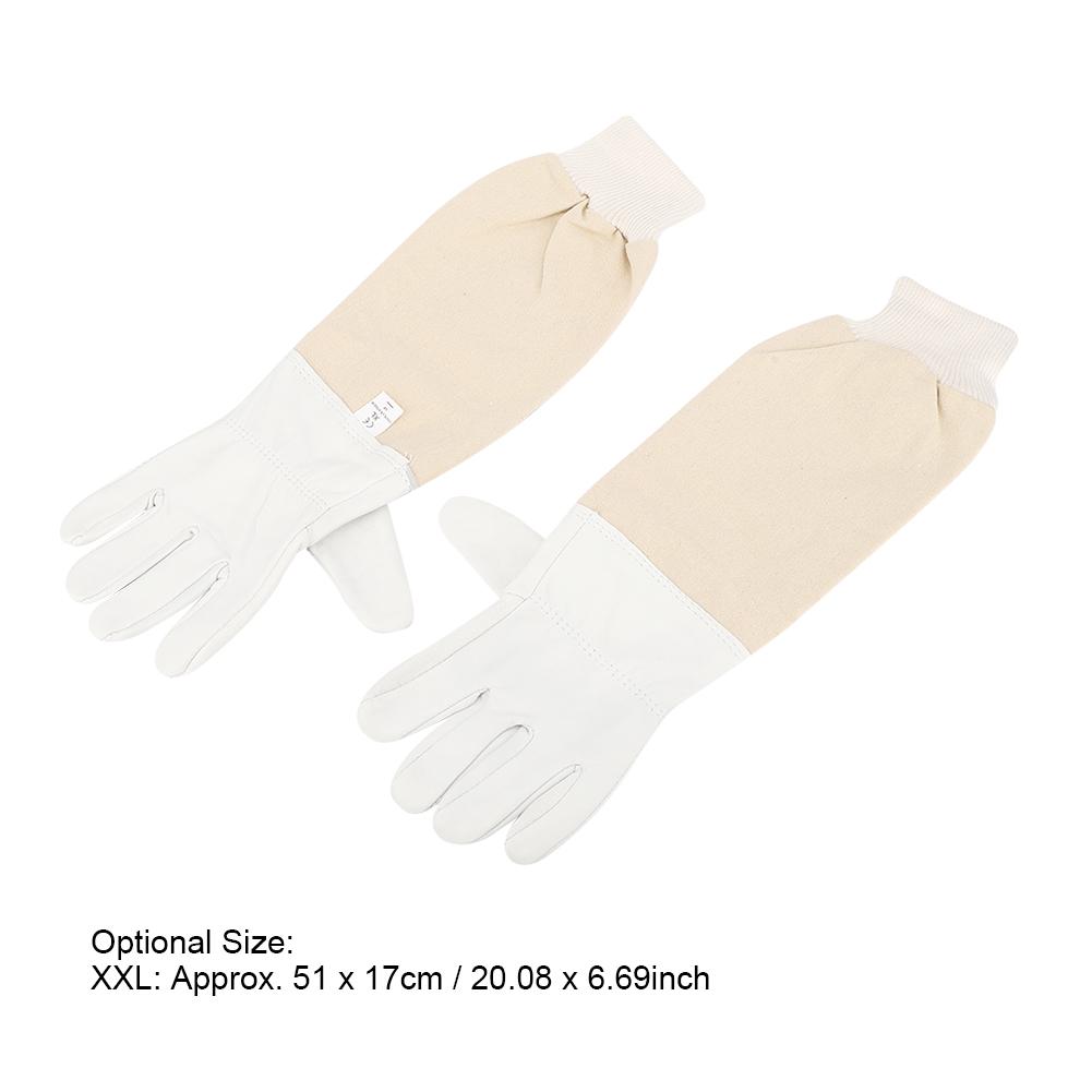 Pair of Sheepskin Beekeeping Protective Gloves Long Sleeves Full Hands Protection for Beginners