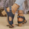 Fashion Women's Fashion Thick Sole Hollow Sandals Summer High Heel Peep Toe Sandal Female New Back Strap Square Heel Sandalias Mujer