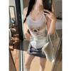 Harajuku Summer Sweet Vintage Print Tank Top Y2k Aesthetic Sexy Slim Fit Tanks Women Streetwear Irregular Camisoles