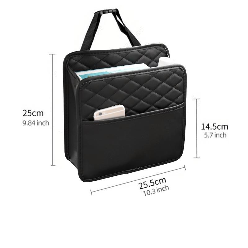 Multifunctional Car Seat Back Storage Bag Leather Garbage Can Organizer Auto Interior Trash Bin Universal Fit Accessory