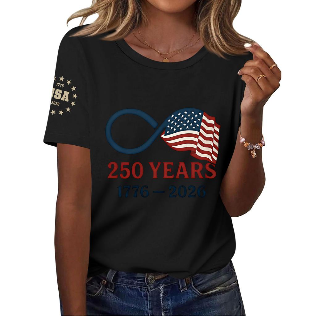Women's Fashion Casual Printed Short Sleeve Round Neck Pullover Tops