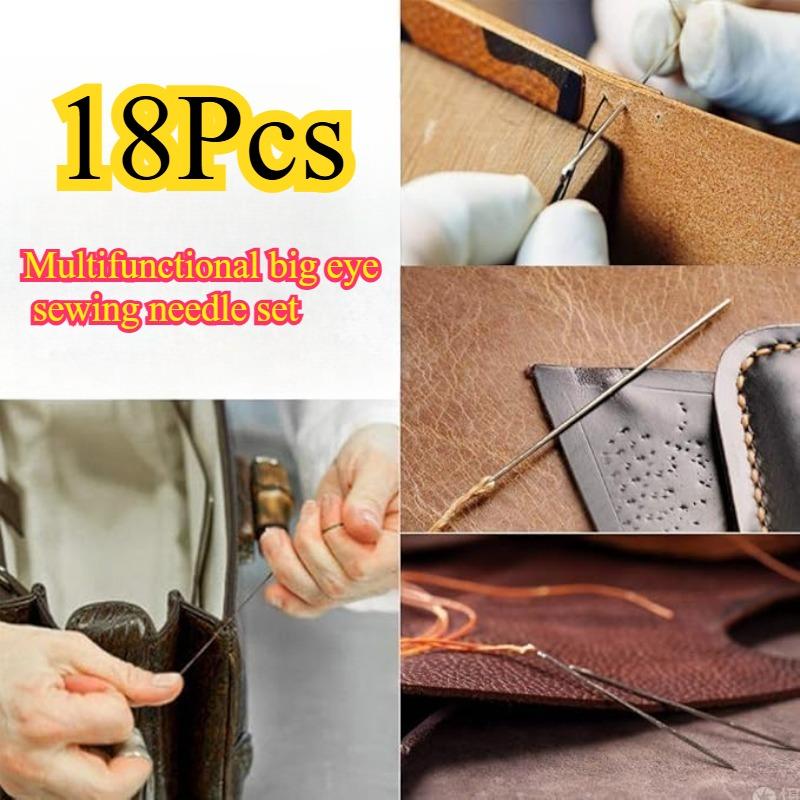 18pcs Multi-Functional Large-Eyed Needle Set, Home Hand Sewing Needles, Special Large-Hole Needles for Elderly Quilting