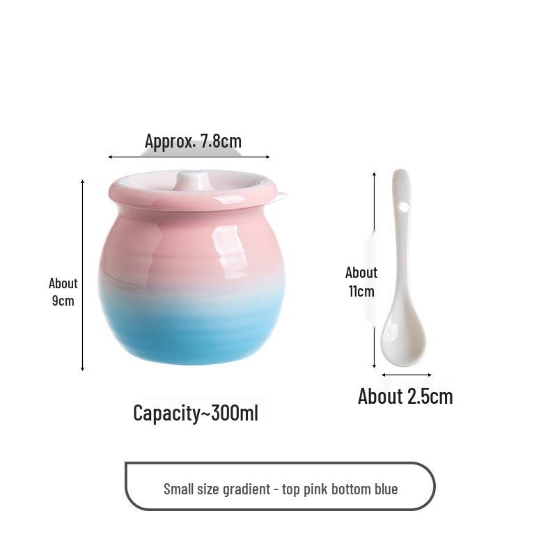 Ceramic Chili Oil Can with Spoon - High Temp Resistant, Creative Design for Luck & Prosperity in the Kitchen