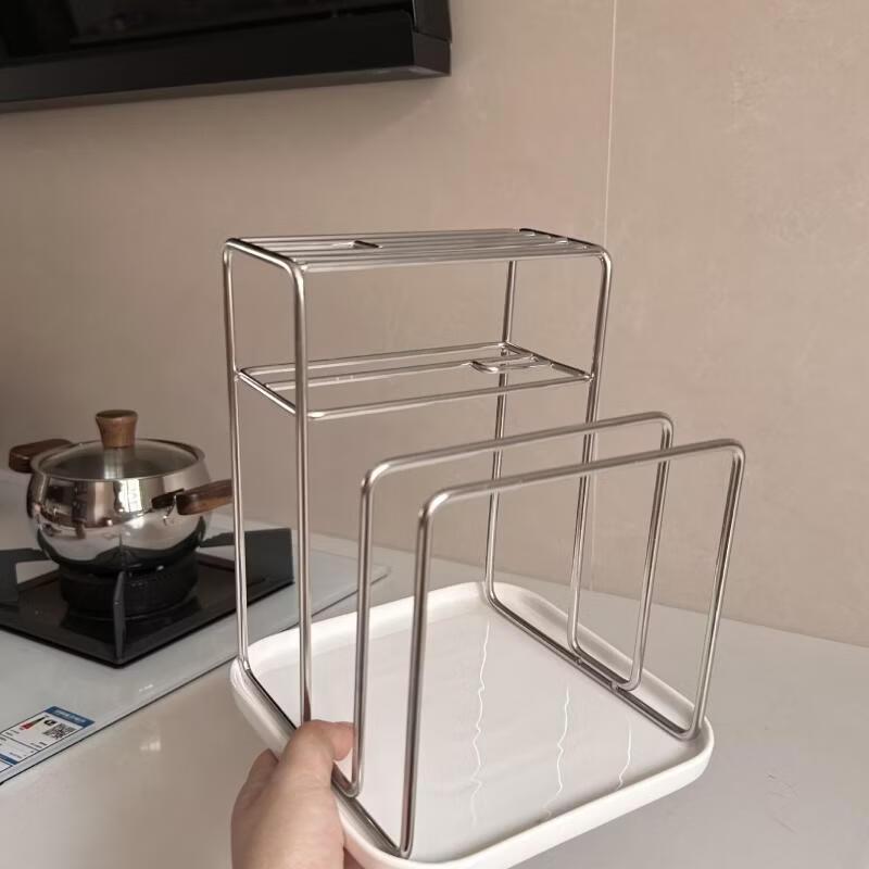 304 Stainless Steel Multifunctional Kitchen Knife & Cutting Board Rack