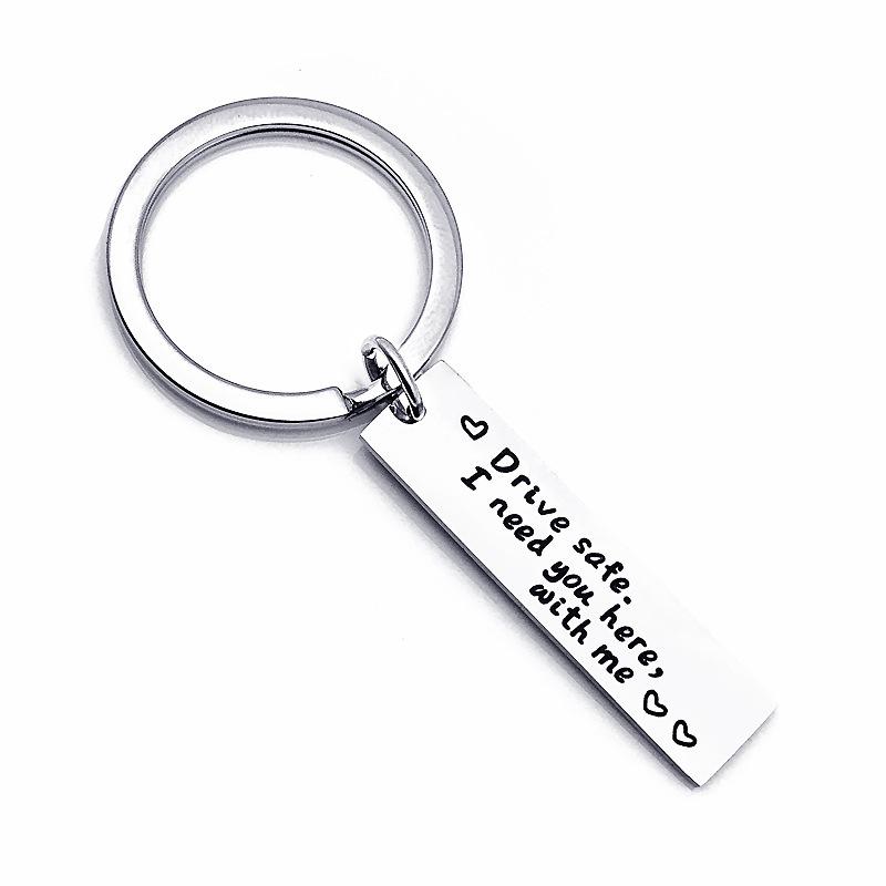 Drive Safe Stainless Steel Keychain Romantic Safety Reminder Stylish Car Key Pendant Practical Gift for Him