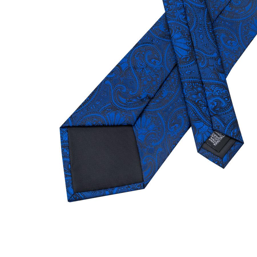 Hi-Tie Conjunto de corbata de seda de cachemira azul para hombre, broche, alfiler, corbata, pañuelo, gemelos, Clip de corbata para negocios