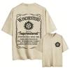 Hot Sale Supernatural Vintage Washed T-shirt Men Women Casual Retro Cotton T Shirts Unisex Casual Oversized T-shirts Streetwear
