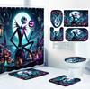 Disney Jack Badezimmer-Vierteiler-Set - Avantgardistischer Wasserdichter Duschvorhang, zur Schaffung eines kompletten Badezimmer-Kits