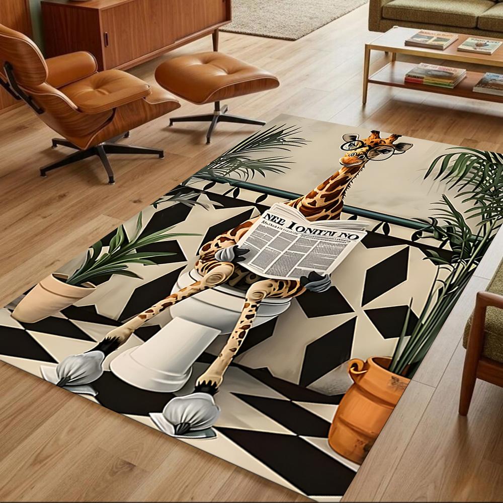 Jungle Giraffe Adventure Non-Slip Home Carpet Design for Office Decor Living Room Bedroom Gift
