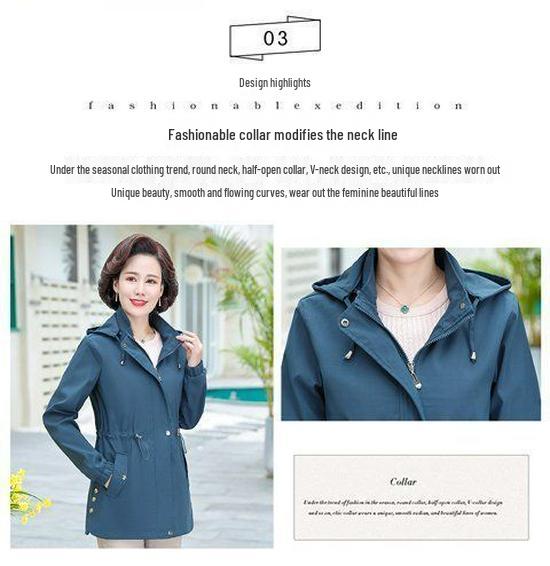 Szykowny Damski Płaszcz Przejściowy Plus Size dla Kobiet w Średnim Wieku i Starszych, Nowy Styl Wiosna/Jesień 2025