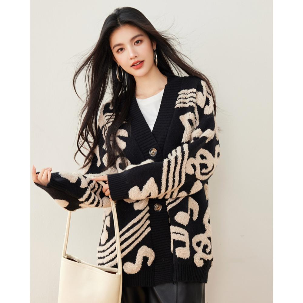 DIMANAF 2025 Winter New Jacket Women Sweaters Coat Wadded Cardigan Knitting Pockets Sweater