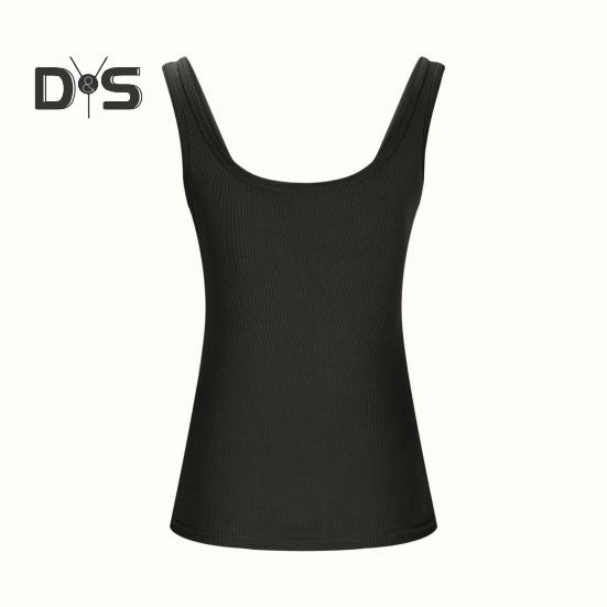 Women Tops U-Neck Sleeveless Slim Fit Solid Color Tank Tops Ribbed Elastic Summer Casual Vest Work Wear