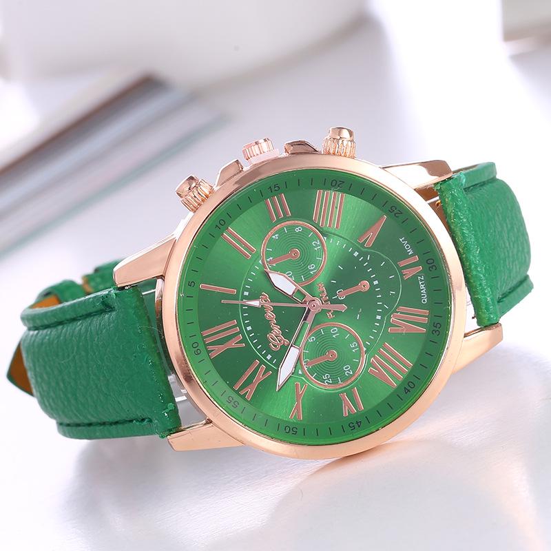 Elegante orologio al quarzo da donna Geneva con cinturino in pelle Orologio da polso elegante e casual per l'uso quotidiano