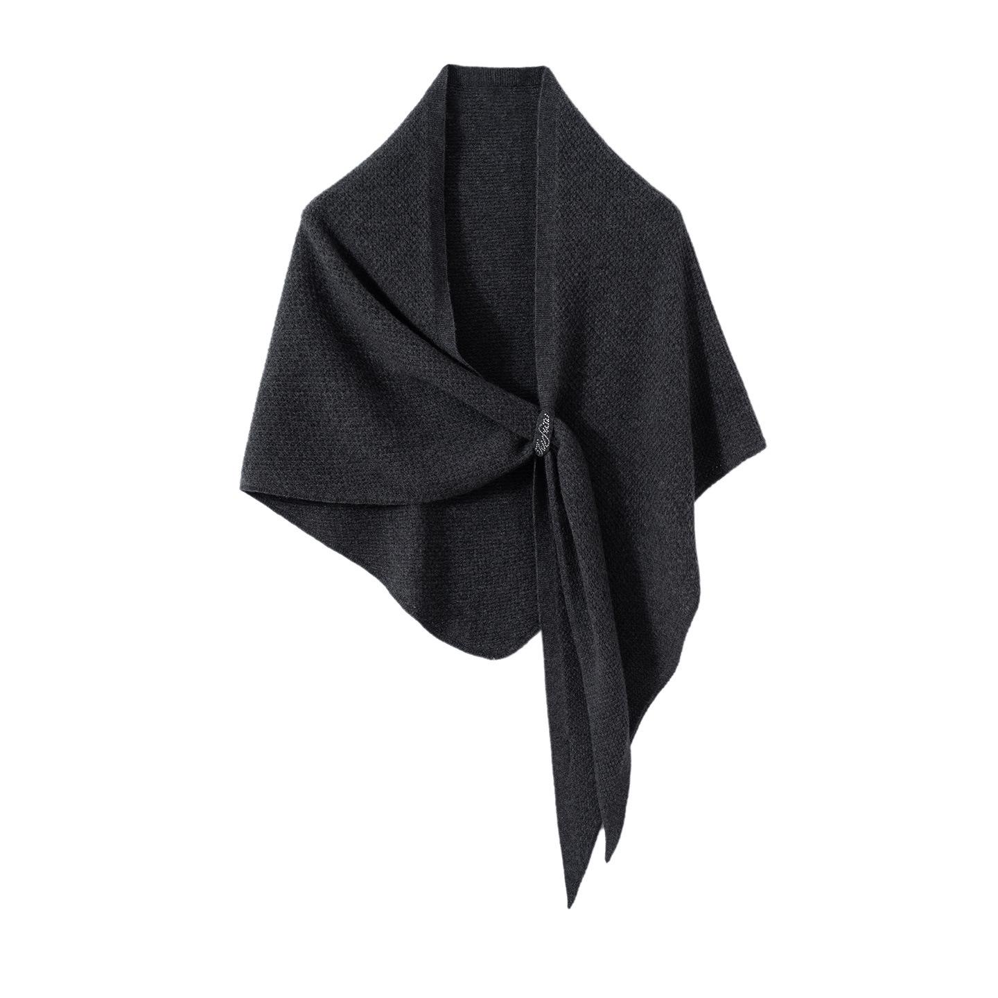 Luxurious Braided Floral Triangle Scarf ~ 100% Pure Cashmere Shawl for Women темно-серого