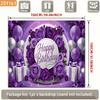 2D Purple Silver Balloon & Rose Happy Birthday Backdrop Banner Photo Booth Background
