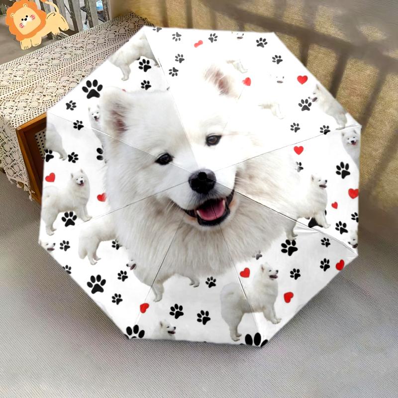 1 PC Automatic Folding Umbrella - Cute Pet Puppy Pattern, Portable & Foldable Design with 8 Ribs, Christmas Birthday Gifts